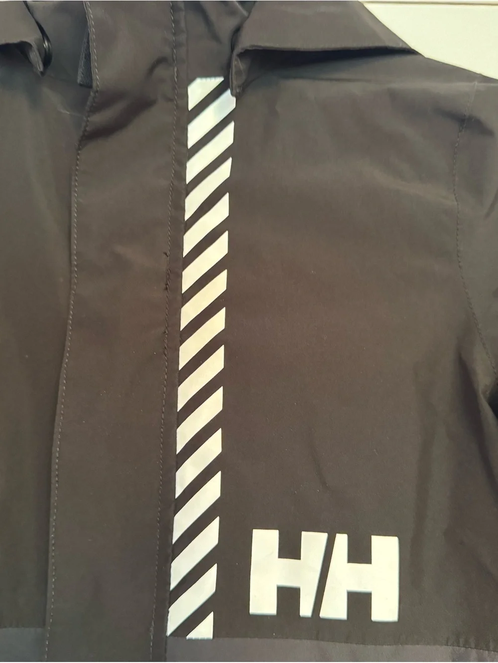 Helly Hansen Active Stripe Black and Charcoal Hooded Rain Jacket